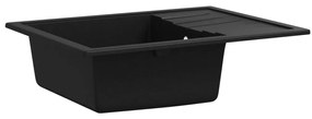 Lava-louça cozinha orifício extravasamento oval granito preto