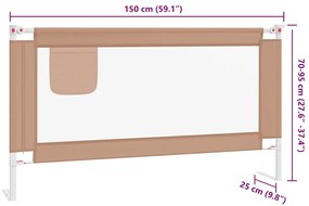 Barra segur. p/ cama infantil tecido 150x25cm cinza-acastanhado
