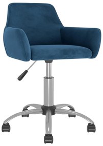 vidaXL Cadeira de jantar giratória veludo azul