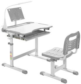 Conjunto de mesa e cadeira de estudo infantil com altura ajustável e suporte para livros - rosa