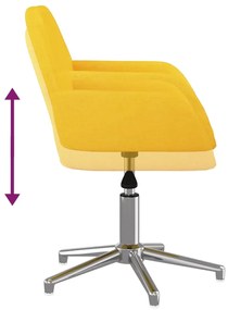 Cadeira de escritório giratória tecido amarelo-claro