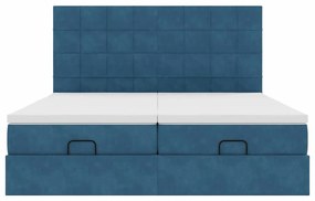 Estrutura cama otomana colchões 180x200 cm veludo azul escuro
