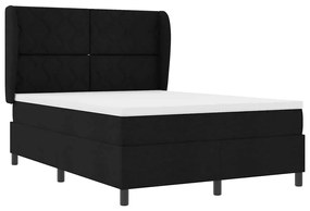 Cama com Estrado e Colchão - Preto, 140x200 cm, Tecido