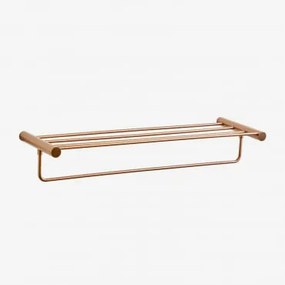 Toalheiro De Parede Para Banheiro Com Prateleira Em Aço Inoxidável Devon Ouro Rosa Escovado - Sklum