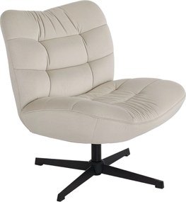Poltrona giratória de sala, cadeira estofada em chenille sem braços, assento e encosto largos, 70 x 80 x 82 cm, creme