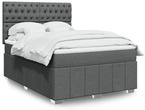 Cama com molas/colchão 160x200 cm tecido cinzento-escuro