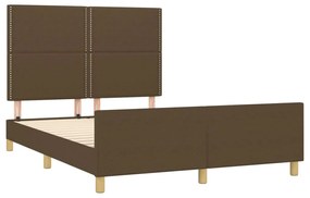 Estrutura de cama sem colchão 140x200 cm tecido castanho-escuro