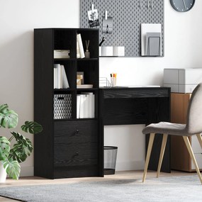 Mesa vidaXL com armazenamento Carvalho Preto Madeira engenheirada, Mes