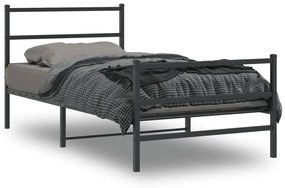 Estrutura de cama com cabeceira e pés 100x190 cm metal preto