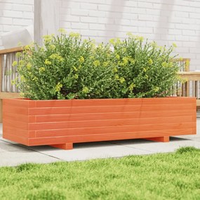 Vaso/floreira de jardim 110x40x26,5cm pinho maciço castanho-mel