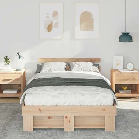 Estrutura da Cama com cabeceira Castanho 140 x 190 cm