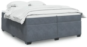 vidaXL Cama com molas/colchão 200x200 cm veludo cinzento-escuro
