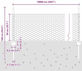 Postes de Cerca vidaXL 11 pcs U-Channel Cinza 60 cm Aço