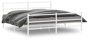 355439 vidaXL Estrutura de cama com cabeceira e pés 200x200 cm metal branco