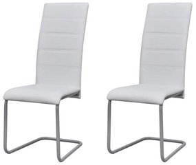 vidaXL Cadeiras de jantar cantilever 2 pcs couro artificial branco