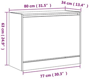 Sapateira 80x34x63 cm derivados de madeira cinzento sonoma