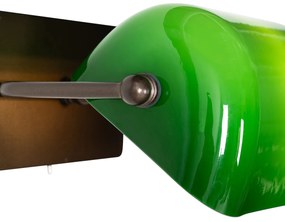 Candeeiro de parede clássico bronze escuro com vidro verde - Banker Clássico / Antigo,Retro