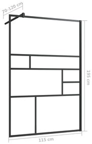 Divisória de chuveiro c/ vidro transparente ESG 115x195cm preto
