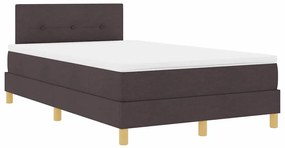 Cama Box Spring com Colchão &amp; LED Castanho Escuro 120x200 cm Tecido