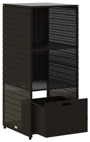 Armário de arrumação para jardim 50x55x115 cm vime PE preto