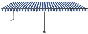 Toldo autom. com LED e sensor de vento 500x350 cm azul/branco