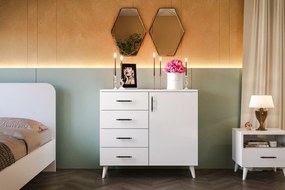 Conjunto de Quarto Royal – Branco – Roupeiro 175x182x50 cm, Estrado 16