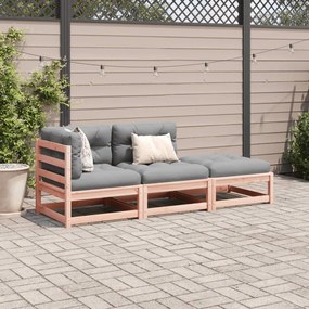 3 pcs conj. sofás jardim c/ almofadões madeira abeto-de-douglas