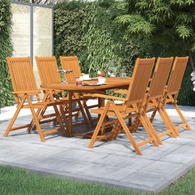 vidaXL 7 pcs conjunto de jantar para jardim madeira de acácia maciça