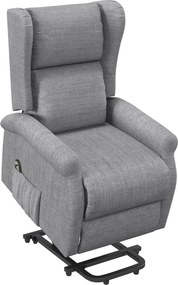 HOMCOM Poltrona relax, ajuda para levantar, função de deitar, até 200kg, 72,5x94x109cm, Cinza | Aosom Portugal