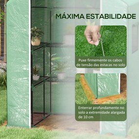 Estufa de Jardim Estufa com 1 Porta 2 Janelas e Prateleiras de 2 Nívei
