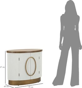 Aparador Tolosa com 2 Portas – 79x48x67 cm – Branco, Castanho e Dourad