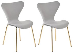 Conjunto de 2 cadeiras de jantar em veludo cinzento claro e dourado BOONVILLE Beliani