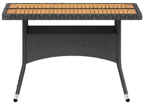 5 pcs conjunto de jantar p/ jardim vime PE/acácia maciça preto