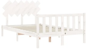 Cama sem colchão 120x200 cm madeira de pinho maciça branco