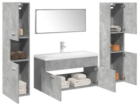 vidaXL 5 pcs conj. móveis casa banho derivados madeira cinza cimento