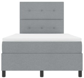 Cama Box Spring com Colchão Cinza Claro Pequena Cama Dupla Tecido