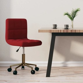 vidaXL Cadeira de jantar giratória veludo vermelho tinto