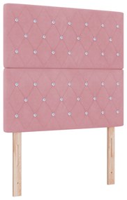 Cama Box Spring com Colchão Rosa 90x200 cm Veludo