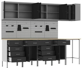 Conjunto de Armário e Painel de Ferramentas de 12 Peças vidaXL Preto M