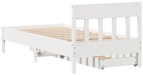Cama sem colchão 100x200 cm madeira de pinho maciça branco