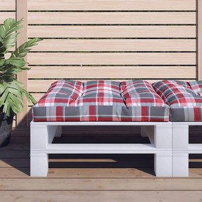 vidaXL Almofadão p/ sofá de paletes 80x80x12 cm tecido xadrez vermelho