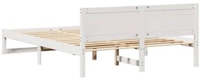 Estrutura de Cama Branca Madeira de Pinho Maciça 160 x 200 cm