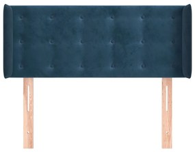 Cabeceira de cama c/ abas veludo 103x16x78/88cm azul-escuro