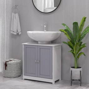 Móvel de casa de banho para lavatório (NÃO INCLUIDO) 60 x 30 x 60 cm a de 2 portas com prateleira cinza-branca