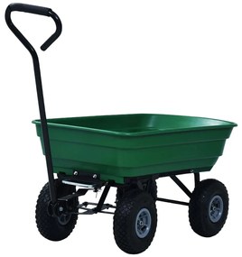 Carrinho de mão basculante para jardim 300 kg 75 L verde