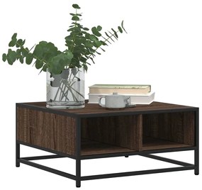 Mesa de centro derivados de madeira e metal carvalho castanho