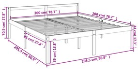 Cama para idosos 200x200 cm pinho maciço castanho mel