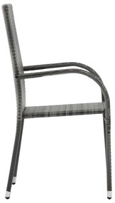 Cadeiras de exterior empilháveis 4 pcs vime PE cinzento