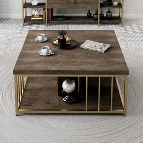 Mesa de Centro Zenn – Noz Dourado – 90x90x40 cm