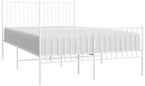 Estrutura de cama com cabeceira e pés 140x190 cm metal branco